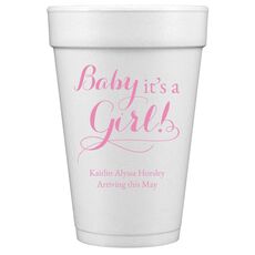 It's A Girl Styrofoam Cups