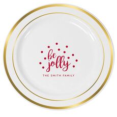 Confetti Dots Be Jolly Premium Banded Plastic Plates