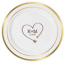 Heart Made of Arrow Premium Banded Plastic Plates