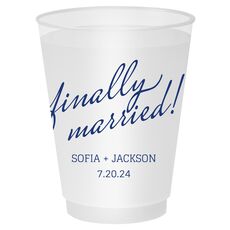 Expressive Script Finally Married Shatterproof Cups