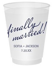 Expressive Script Finally Married Shatterproof Cups