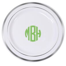 Rounded Monogram Premium Banded Plastic Plates