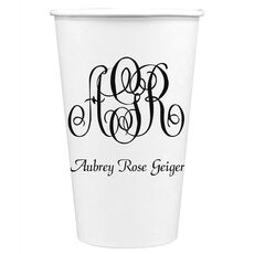 Large Script Monogram with Text Paper Coffee Cups