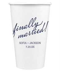 Expressive Script Finally Married Paper Coffee Cups