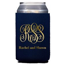 Large Script Monogram with Text Collapsible Koozies