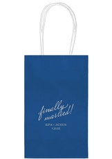 Expressive Script Finally Married Medium Twisted Handled Bags