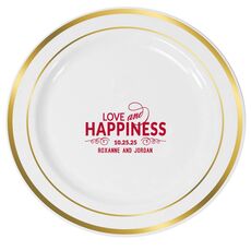 Love and Happiness Scroll Premium Banded Plastic Plates
