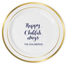 Happy Challah Days Premium Banded Plastic Plates
