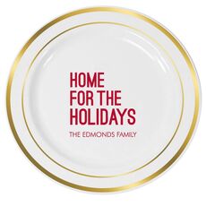Home For The Holidays Premium Banded Plastic Plates