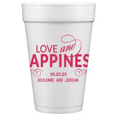 Love and Happiness Scroll Styrofoam Cups
