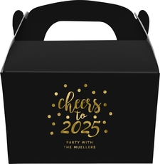 Confetti Dots Cheers to the New Year Gable Favor Boxes