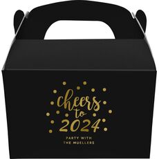 Confetti Dots Cheers to the New Year Gable Favor Boxes