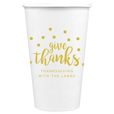 Confetti Dots Give Thanks Paper Coffee Cups