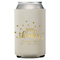 Confetti Dots Give Thanks Collapsible Koozies