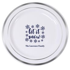 Let It Snow Premium Banded Plastic Plates