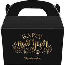 Hand Lettered Sparkle Happy New Year Gable Favor Boxes