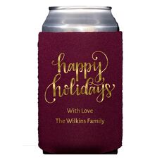 Hand Lettered Happy Holidays Collapsible Koozies