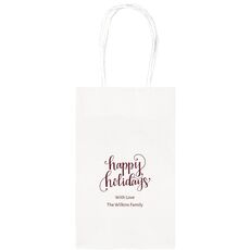 Hand Lettered Happy Holidays Medium Twisted Handled Bags