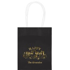 Hand Lettered Sparkle Happy New Year Mini Twisted Handled Bags