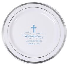 Fleur De Lis Cross Premium Banded Plastic Plates