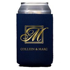 Framed Initial Plus Text Collapsible Koozies