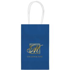 Framed Initial Plus Text Medium Twisted Handled Bags
