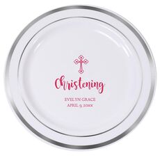 Ornate Celtic Cross Premium Banded Plastic Plates