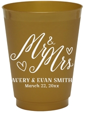 Mr. and Mrs. Hearts Colored Shatterproof Cups