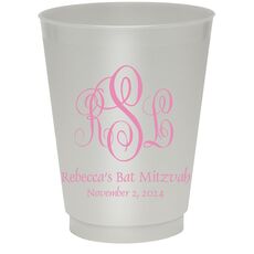 Script Monogram with Small Initials plus Text Colored Shatterproof Cups
