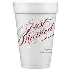 Romantic Just Married Styrofoam Cups