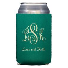 Script Monogram with Small Initials plus Text Collapsible Koozies