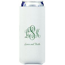 Script Monogram with Small Initials plus Text Collapsible Slim Koozies