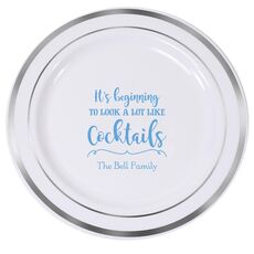 It's Beginning To Look A Lot Like Cocktails Premium Banded Plastic Plates