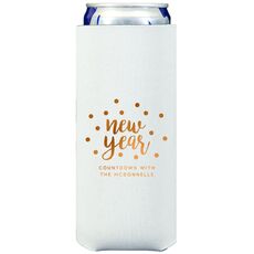 Confetti Dots New Year Collapsible Slim Koozies