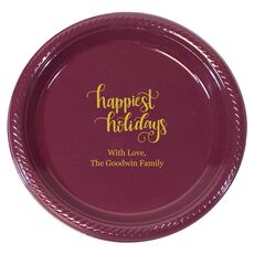 Hand Lettered Happiest Holidays Plastic Plates