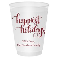 Hand Lettered Happiest Holidays Shatterproof Cups