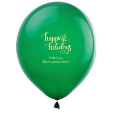 Hand Lettered Happiest Holidays Latex Balloons