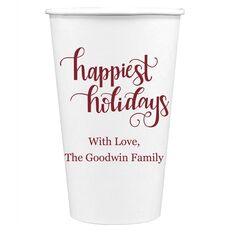 Hand Lettered Happiest Holidays Paper Coffee Cups