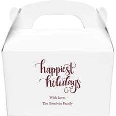Hand Lettered Happiest Holidays Gable Favor Boxes