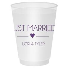 Just Married with Heart Shatterproof Cups