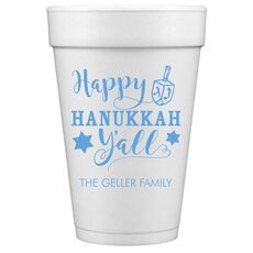 Happy Hanukkah Y'all Styrofoam Cups
