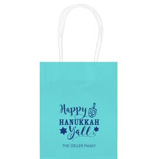 Happy Hanukkah Y'all Mini Twisted Handled Bags