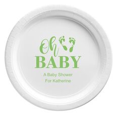 Oh Baby with Baby Feet Paper Plates