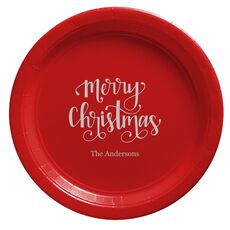 Hand Lettered Merry Christmas Paper Plates