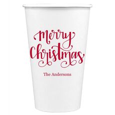 Hand Lettered Merry Christmas Paper Coffee Cups