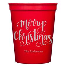 Hand Lettered Merry Christmas Stadium Cups
