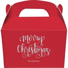 Hand Lettered Merry Christmas Gable Favor Boxes