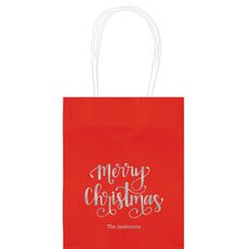 Hand Lettered Merry Christmas Mini Twisted Handled Bags