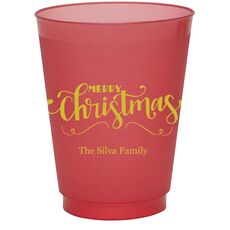 Hand Lettered Merry Christmas Scroll Colored Shatterproof Cups