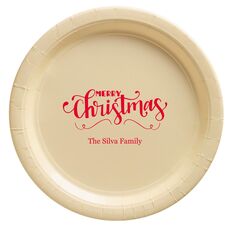 Hand Lettered Merry Christmas Scroll Paper Plates